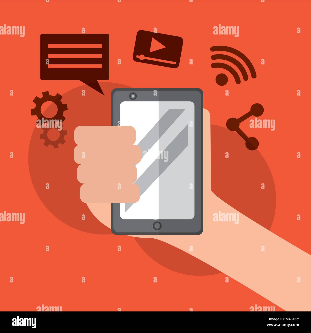 hand holding smartphone social media icons Stock Vector Image & Art - Alamy