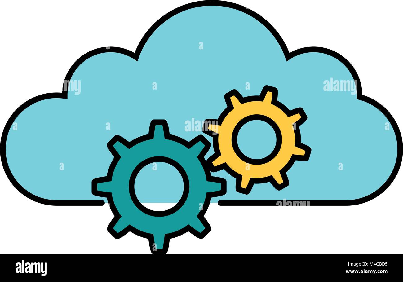 cloud computing with gears Stock Vector Image & Art - Alamy