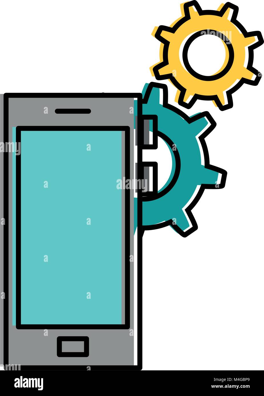 smartphone device with gears Stock Vector Image & Art - Alamy