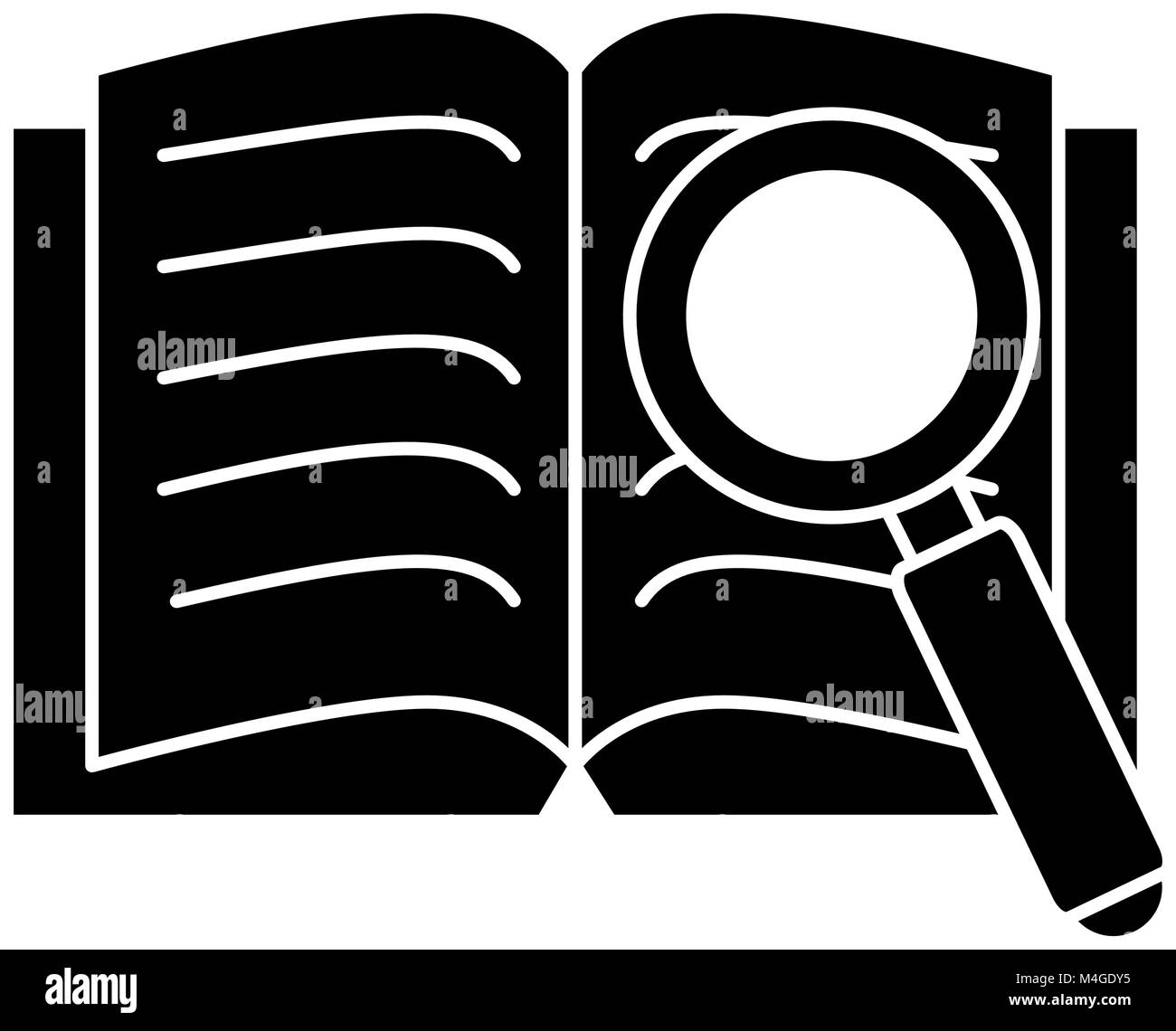 text book with magnifying glass Stock Vector Image & Art - Alamy