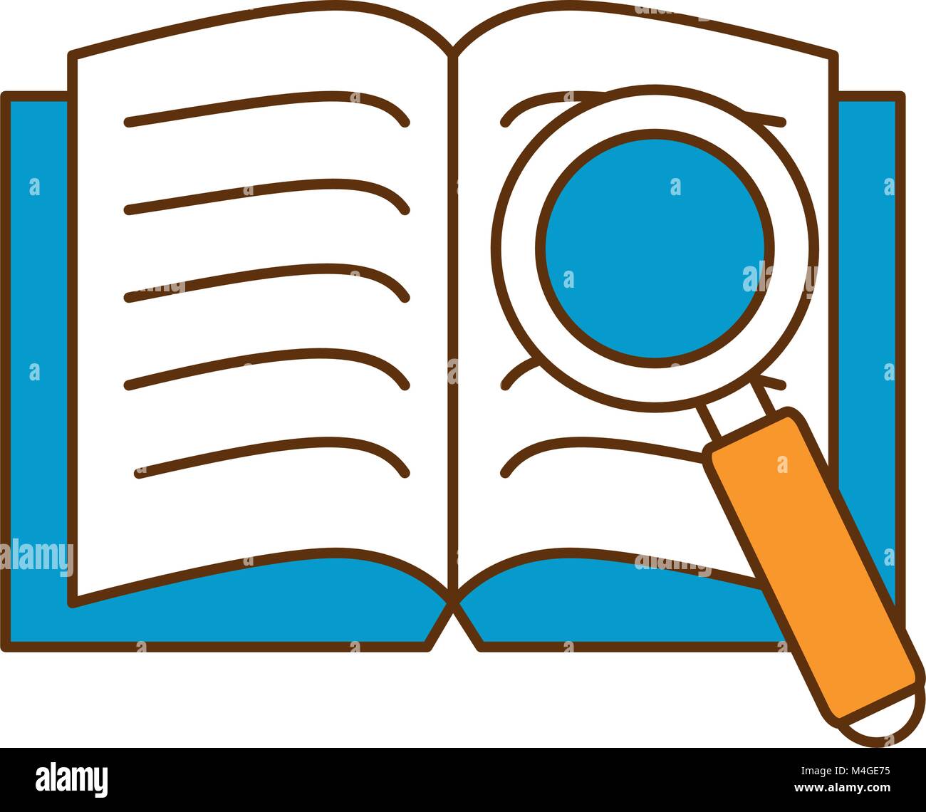 text book with magnifying glass Stock Vector Image & Art - Alamy