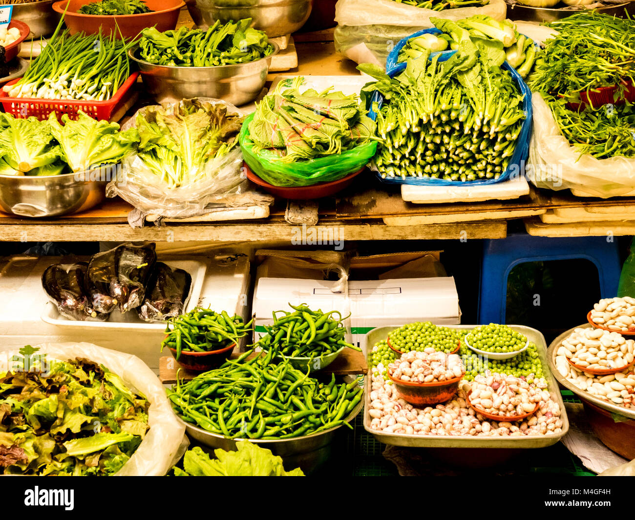 Fresh vegetables at the Gwangjang Market. Seoul, South Korea. Healthy