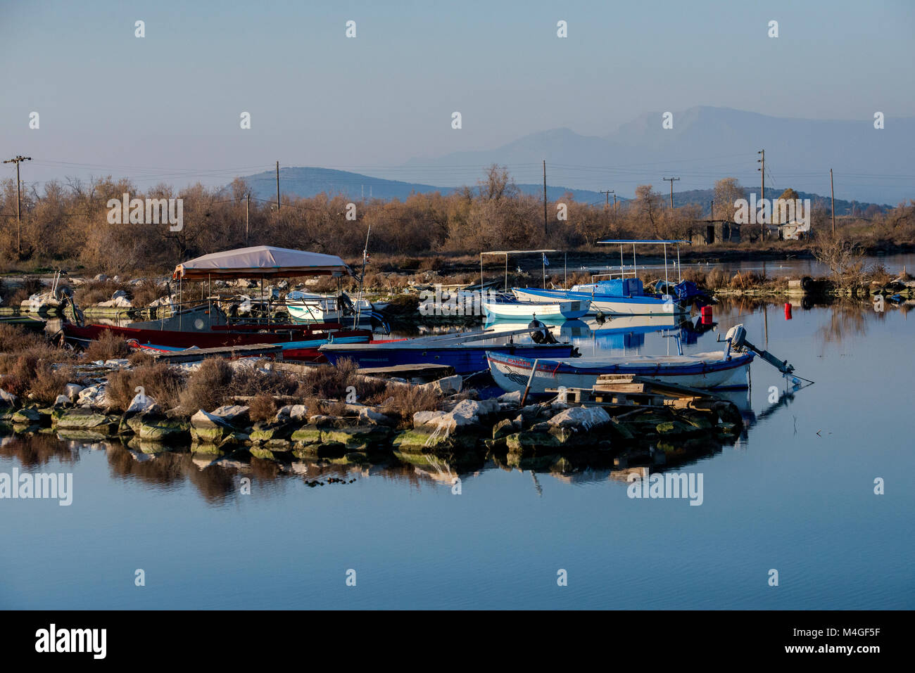 Kopraina ,fiscerman bot , amvrakian gulf , greece Stock Photo