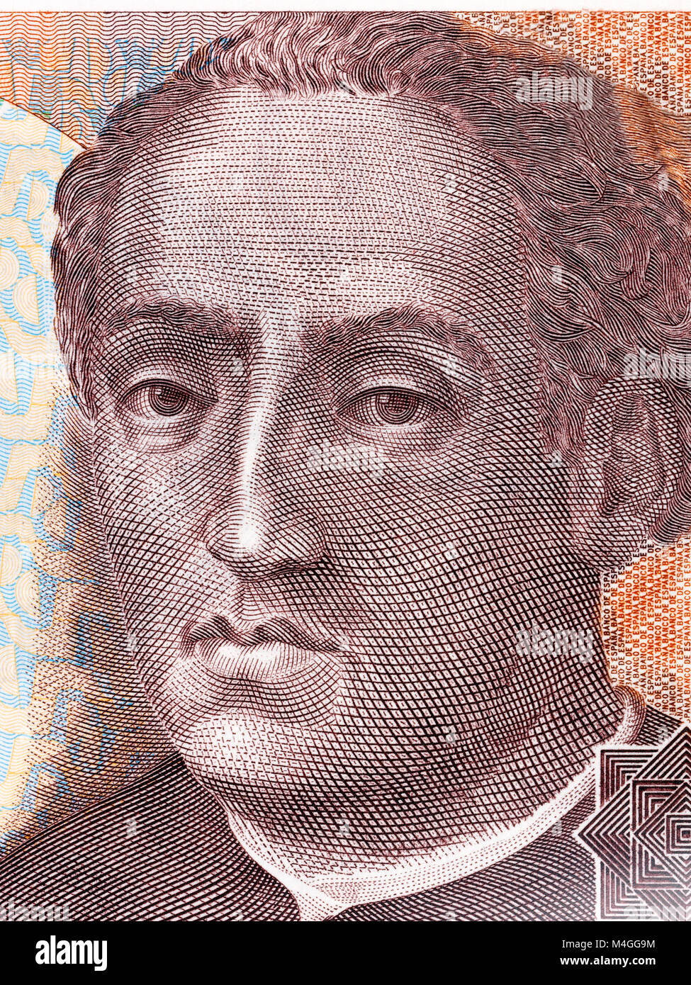 Christopher Columbus portrait from Spanish money Stock Photo