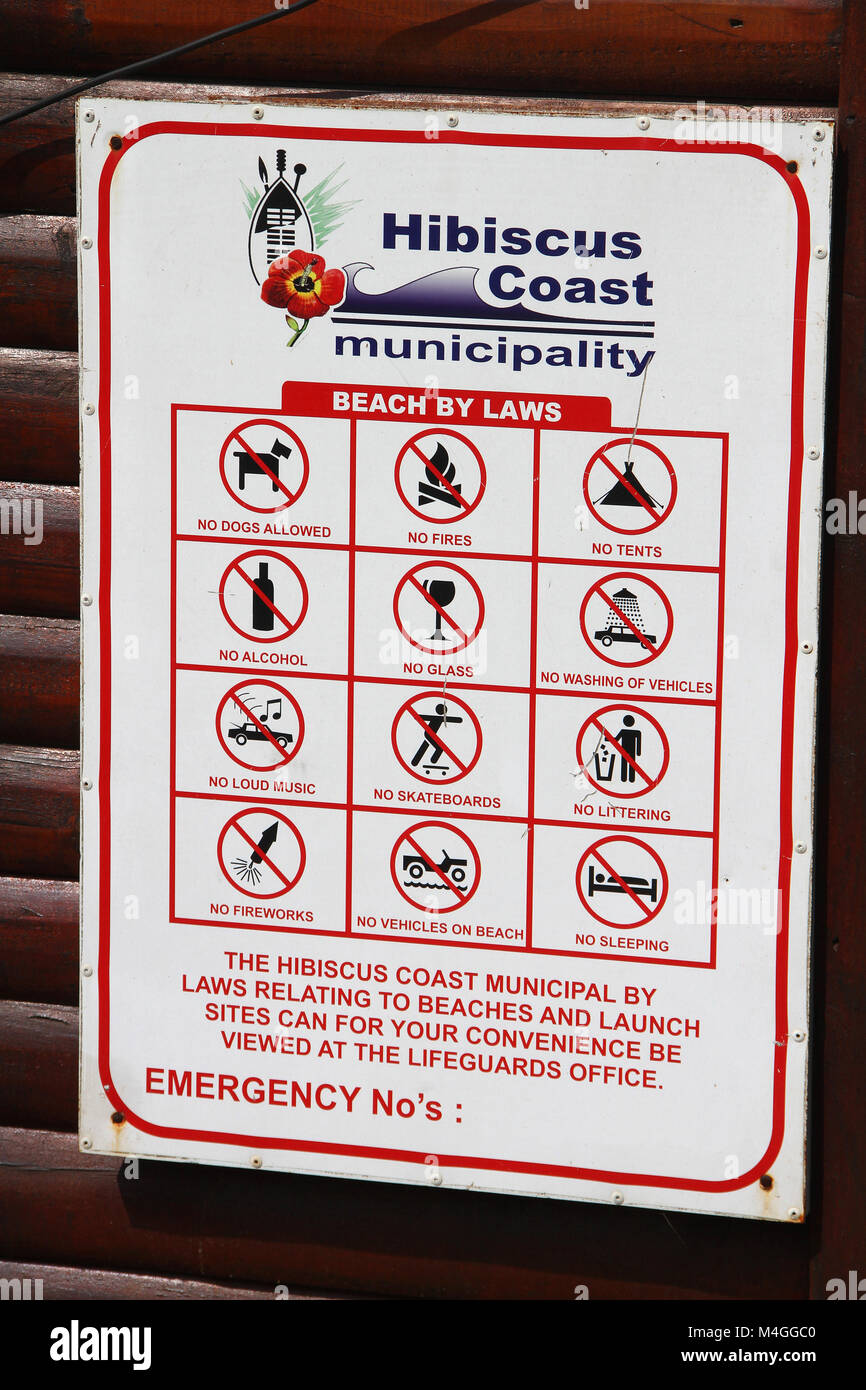 Beach rules and regulations sign hires stock photography and images