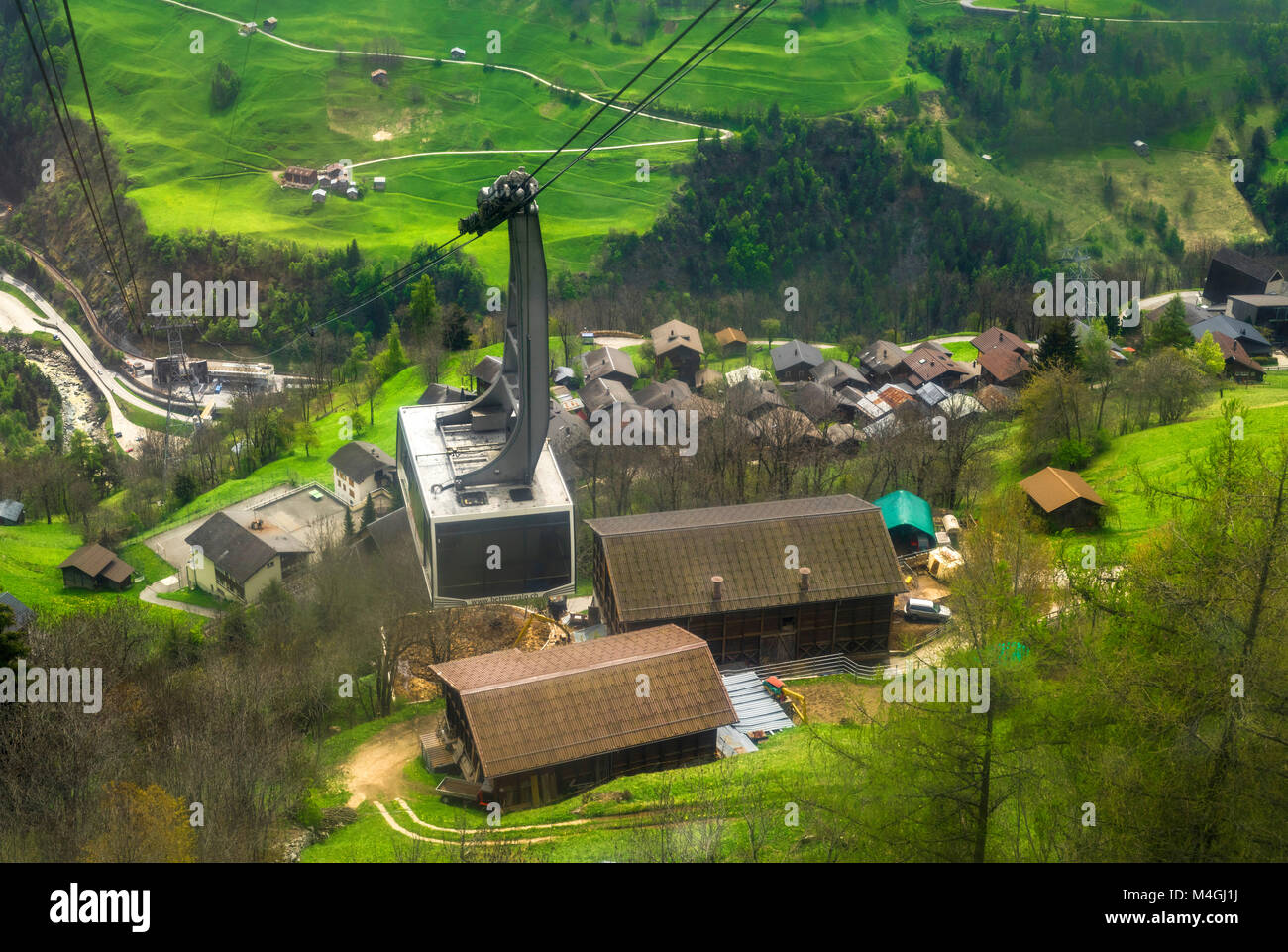 Modern funicular gondola in Swiss alps Stock Photo Alamy