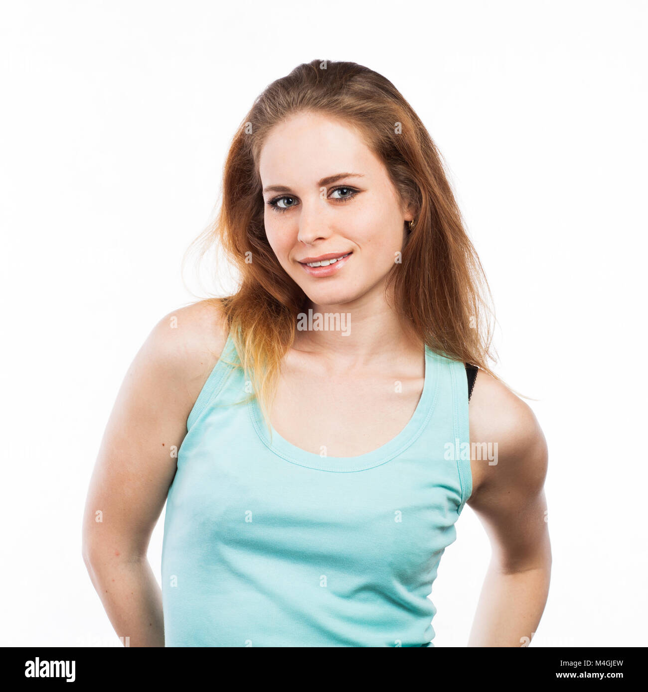 Portrait of a young woman, isolated on white Stock Photo - Alamy
