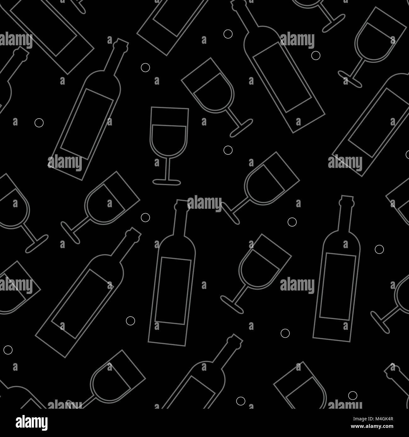 Seamless pattern with wine bottle and glasses. Holidays background. Vector illustration Stock