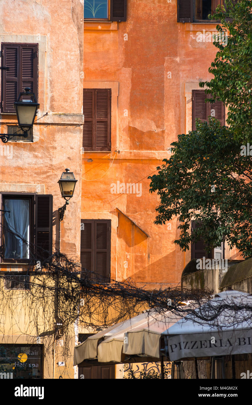 Rustic colourful facade in Trastevere, Rome. Lazio. Italy Stock Photo ...