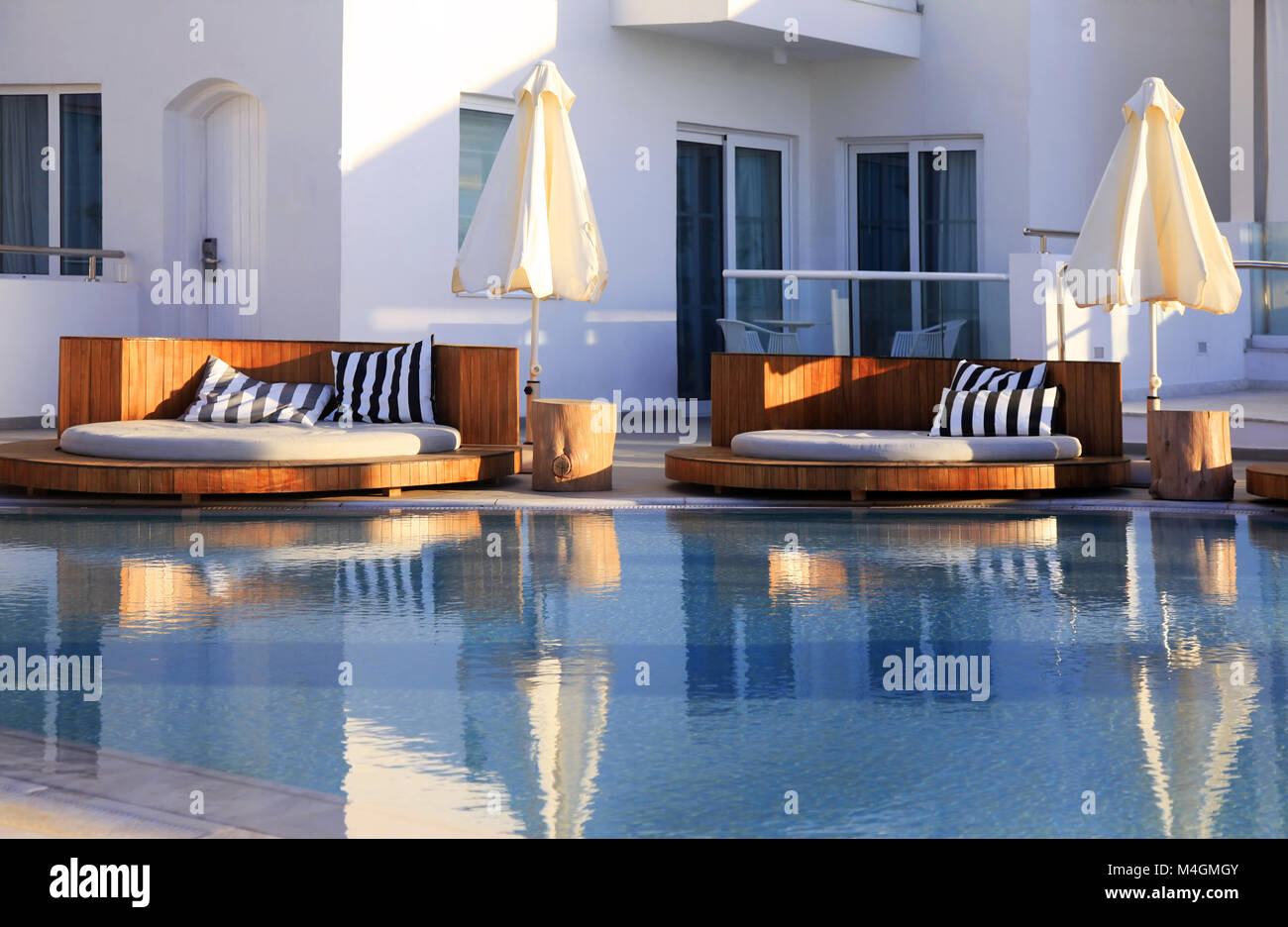 Resort Swimming Pool with reflection. Cyprus, Protaras Stock Photo Alamy