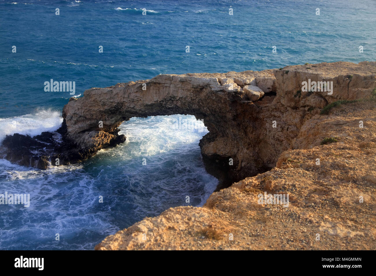 Natural bridge, Cape Greko, Cyprus Stock Photo