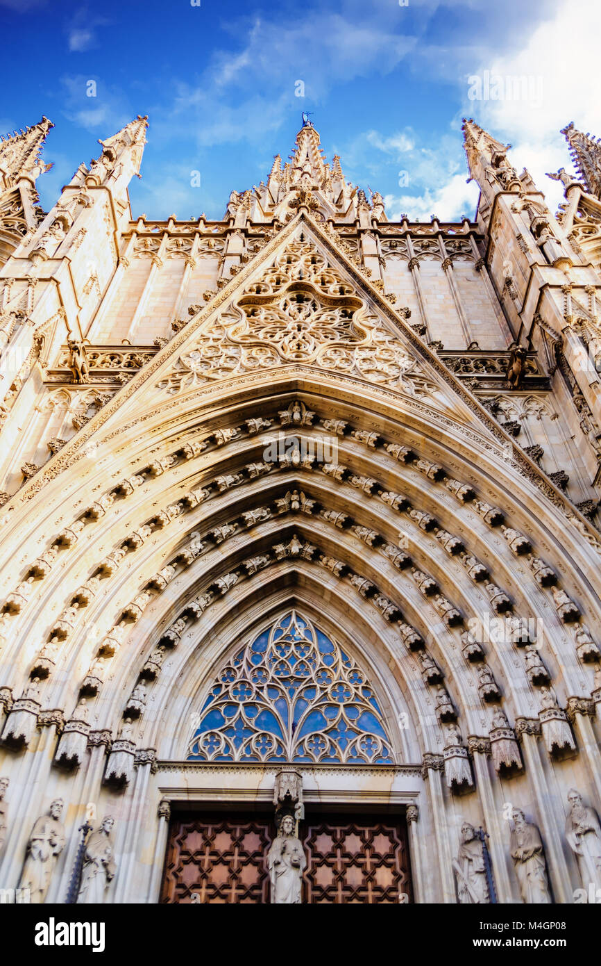 Many Ornate Arches on a Barcelona Cathedral Stock Photo