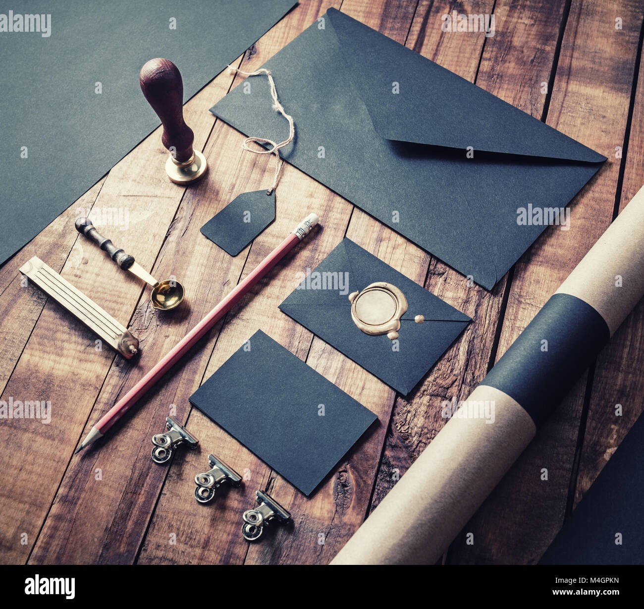 Download Black Stationery Mockup Stock Photo Alamy