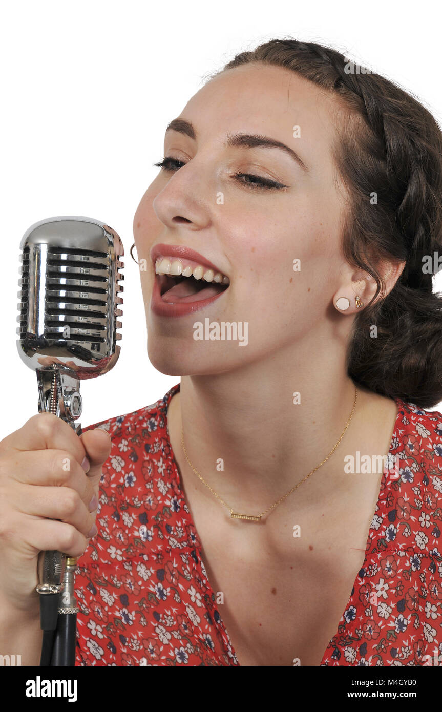 Vintage Woman Singer Stock Photo - Alamy