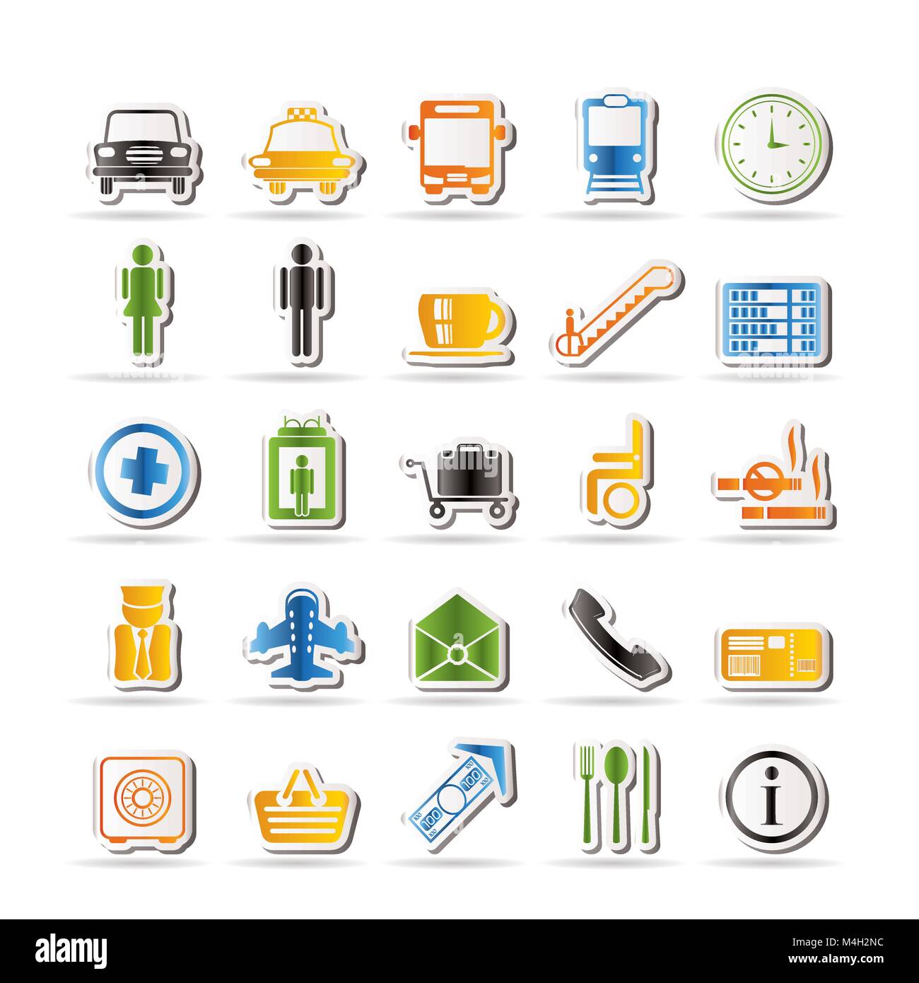 Airport, travel and transportation vector icon set Stock Vector