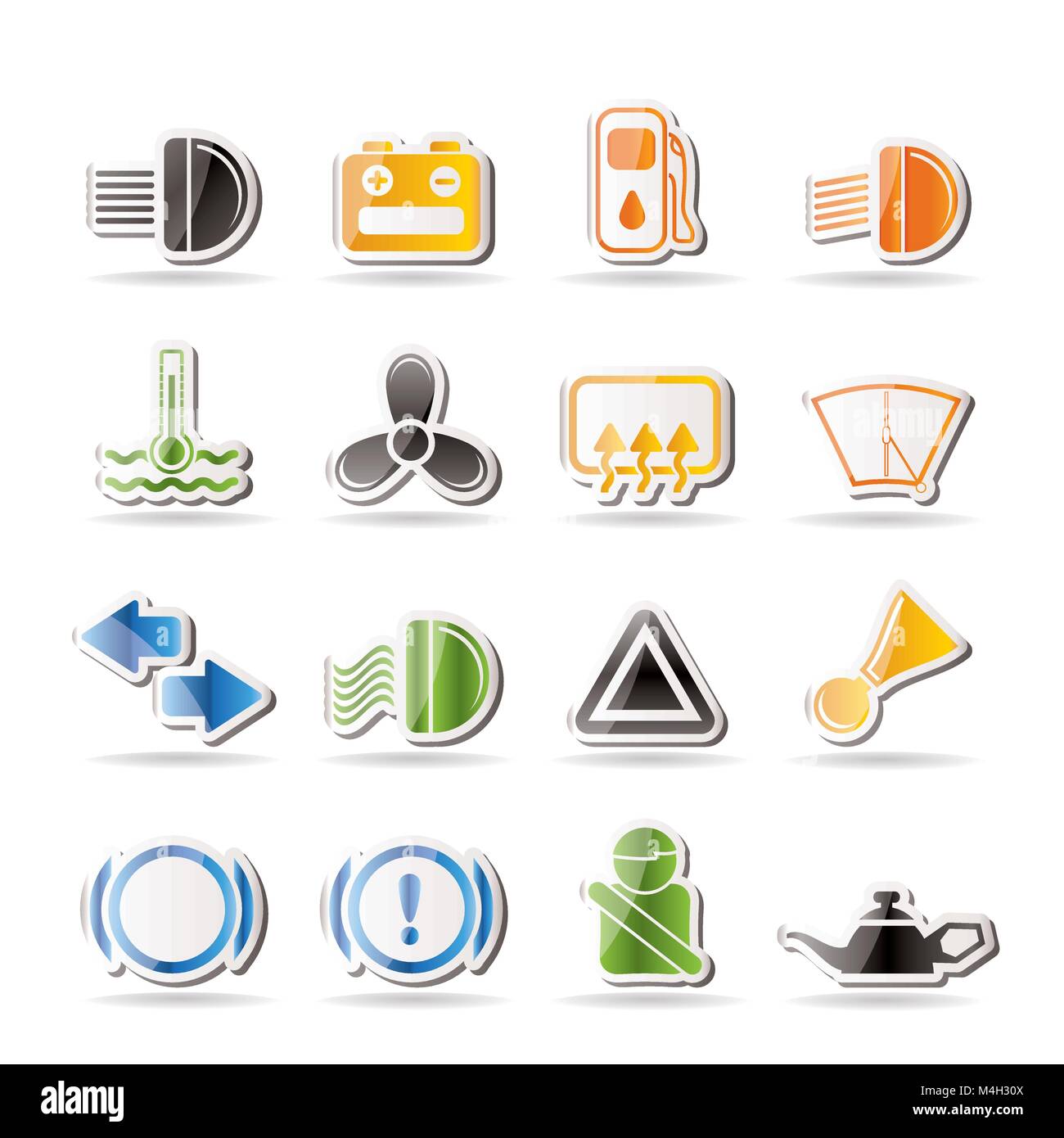 Car Dashboard - simple vector icons set Stock Vector