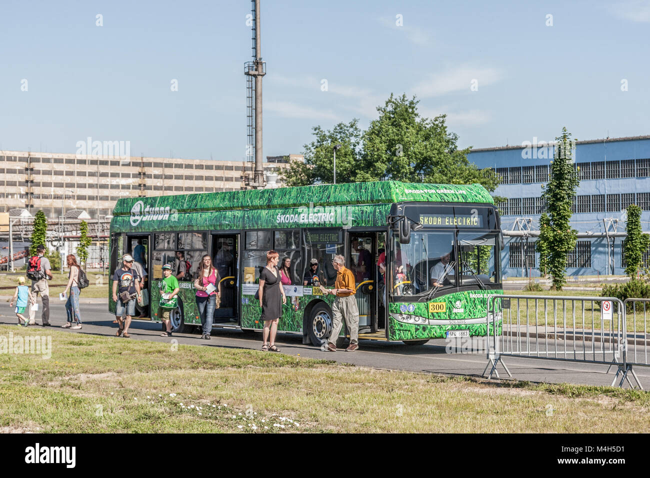 Skoda / Solaris hybrid bus in Plzen Stock Photo