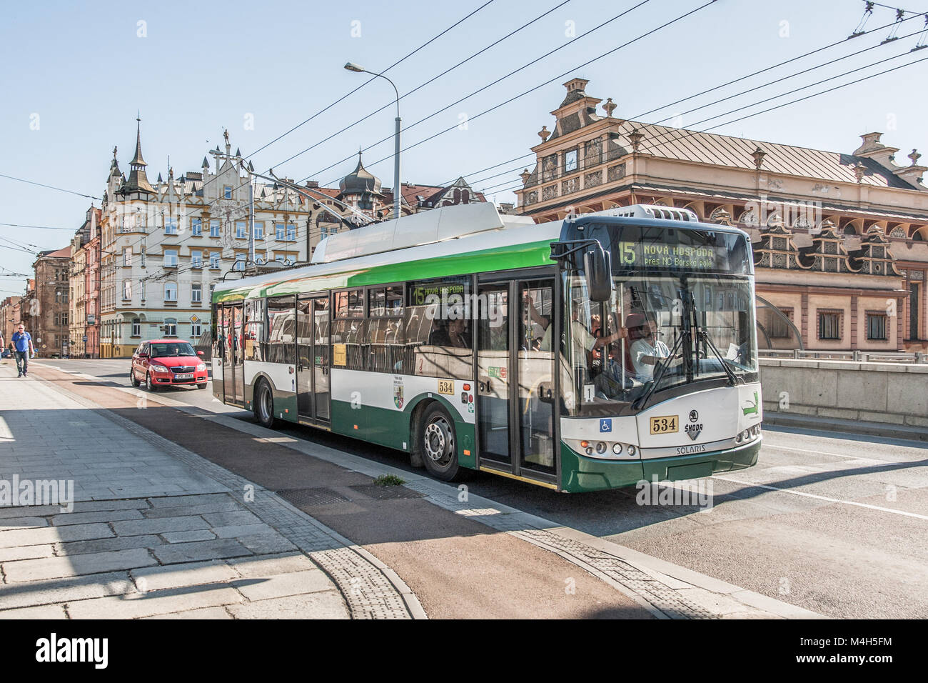 Skoda / Solaris-Trolleybus in Plzen Stock Photo