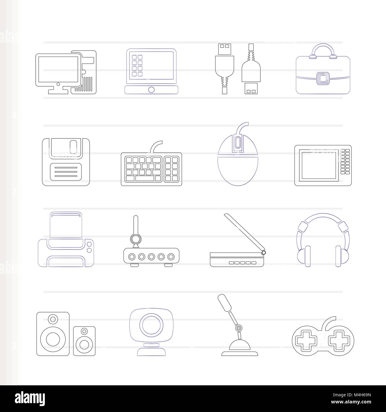 Computer equipment and periphery icons vector icon set Stock Vector Image & Art Alamy