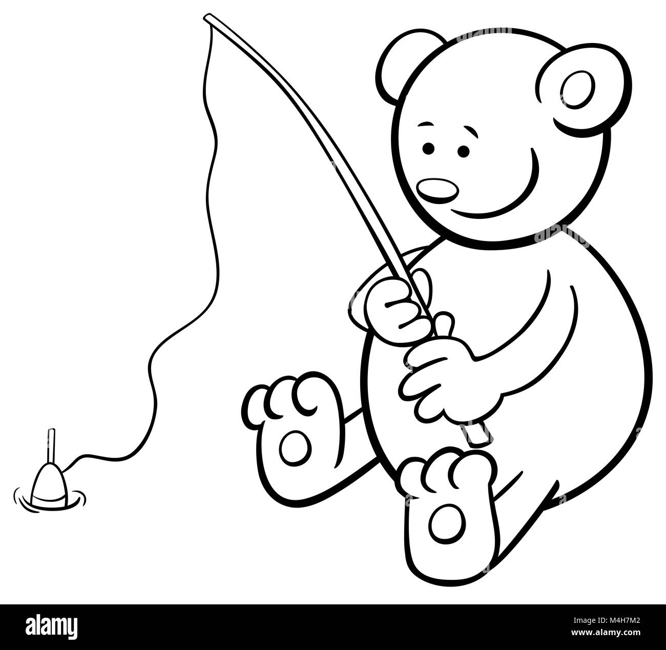 fishing bear coloring book Stock Photo