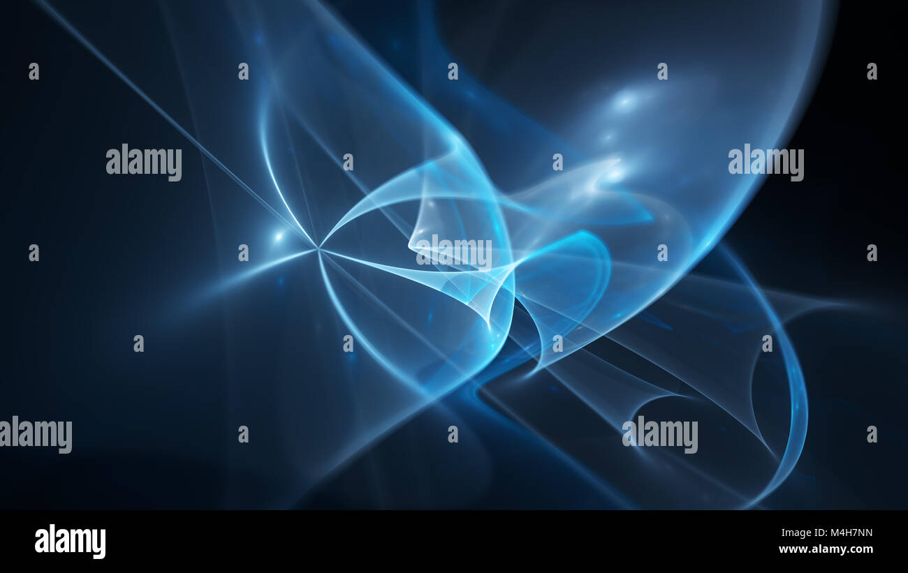 Blue glowing quantum wave, computer generated abstract background, 3D rendering Stock Photo