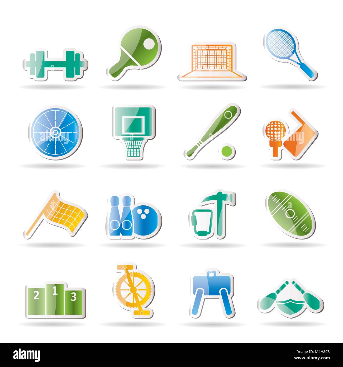 Sports gear and tools - vector icon set Stock Vector