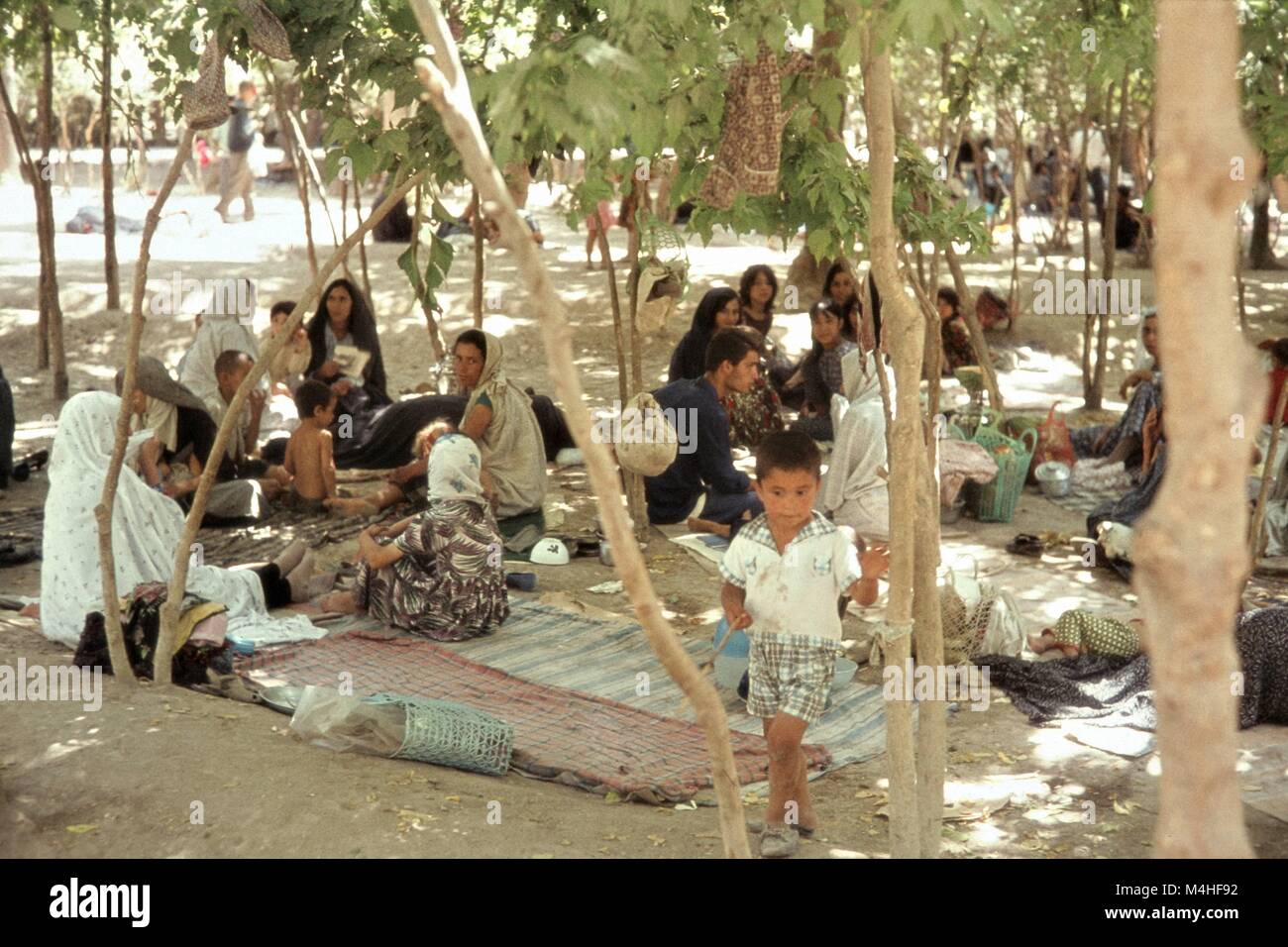 Persian families at picnic in a national park near Tehran Stock Photo