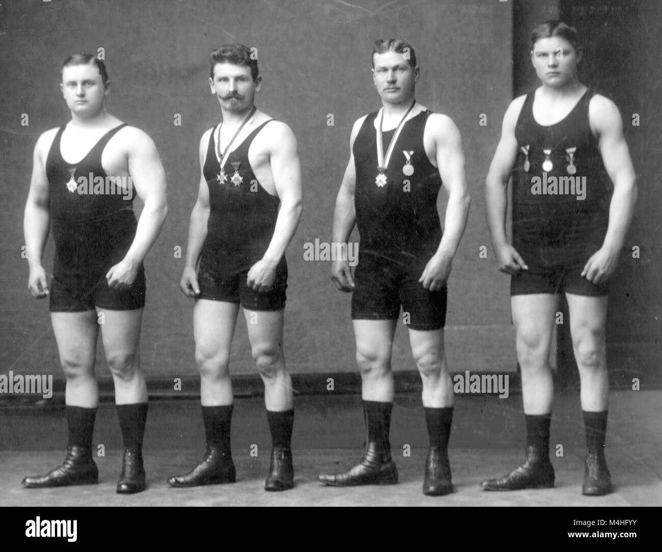 Wrestlers wrestling Black and White Stock Photos & Images - Alamy