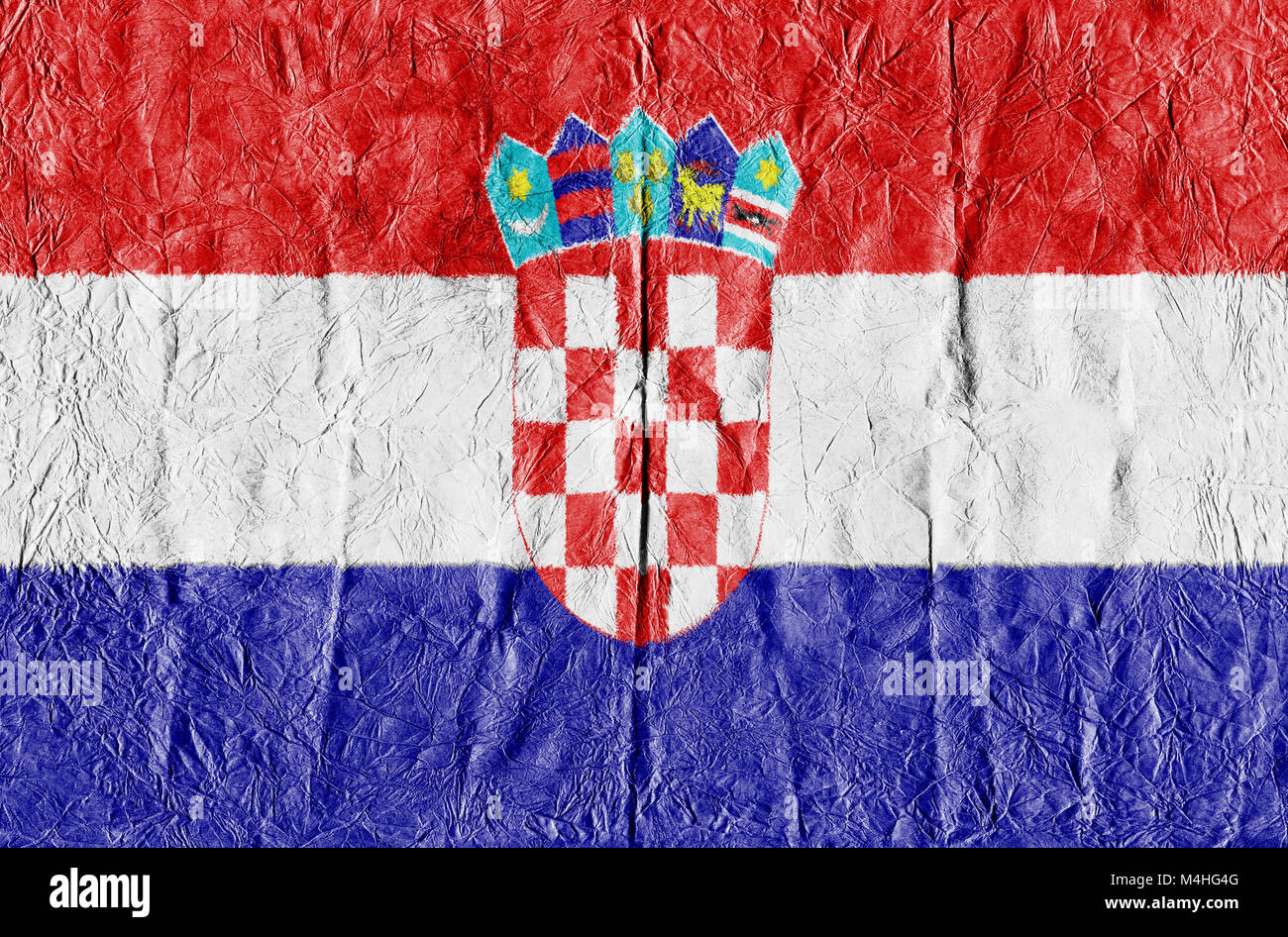 Croatia flag on a paper in close-up Stock Photo