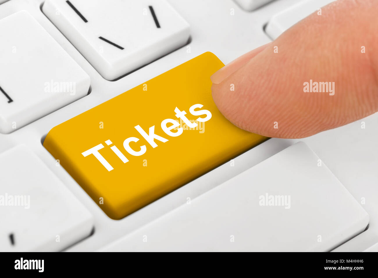 Computer notebook keyboard with Tickets key Stock Photo