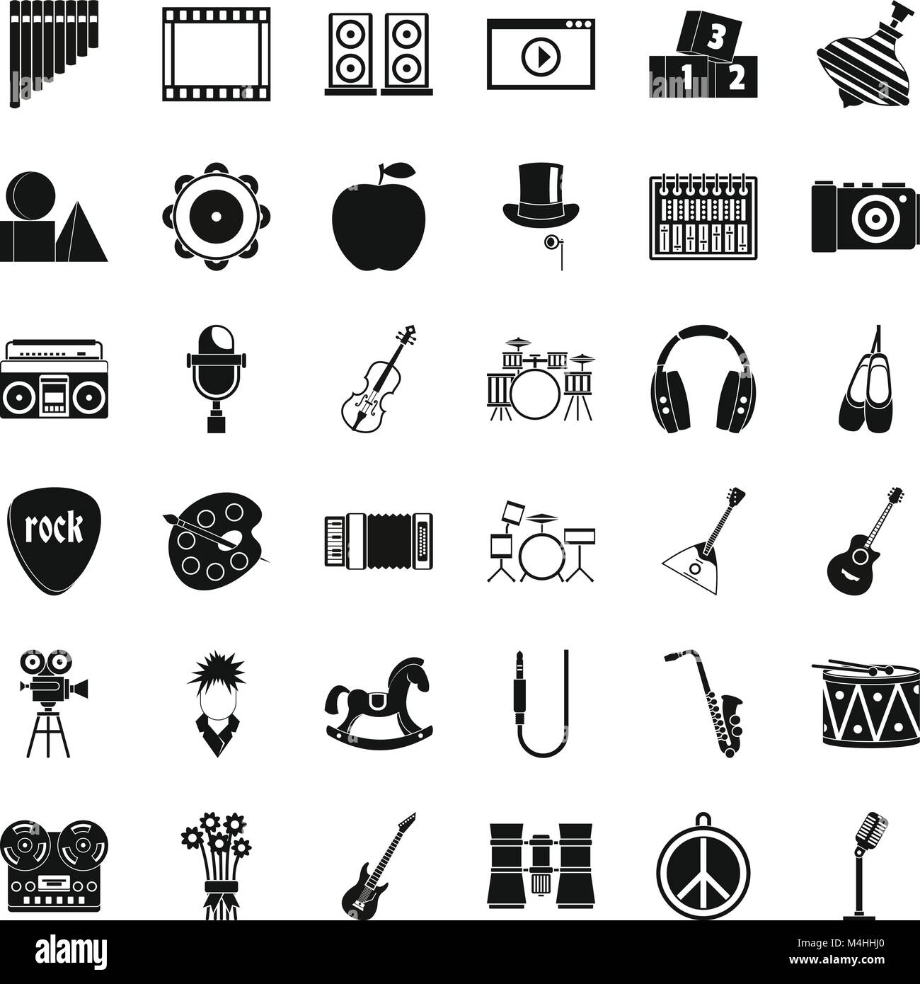 Operetta icons set, simple style Stock Vector