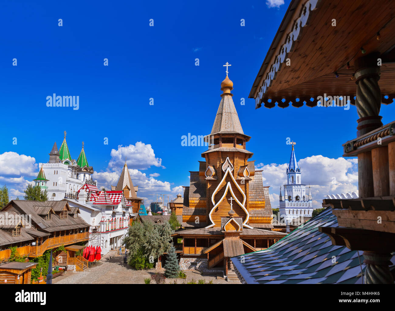 Wooden church in Izmailovo Kremlin - Moscow Russian Stock Photo
