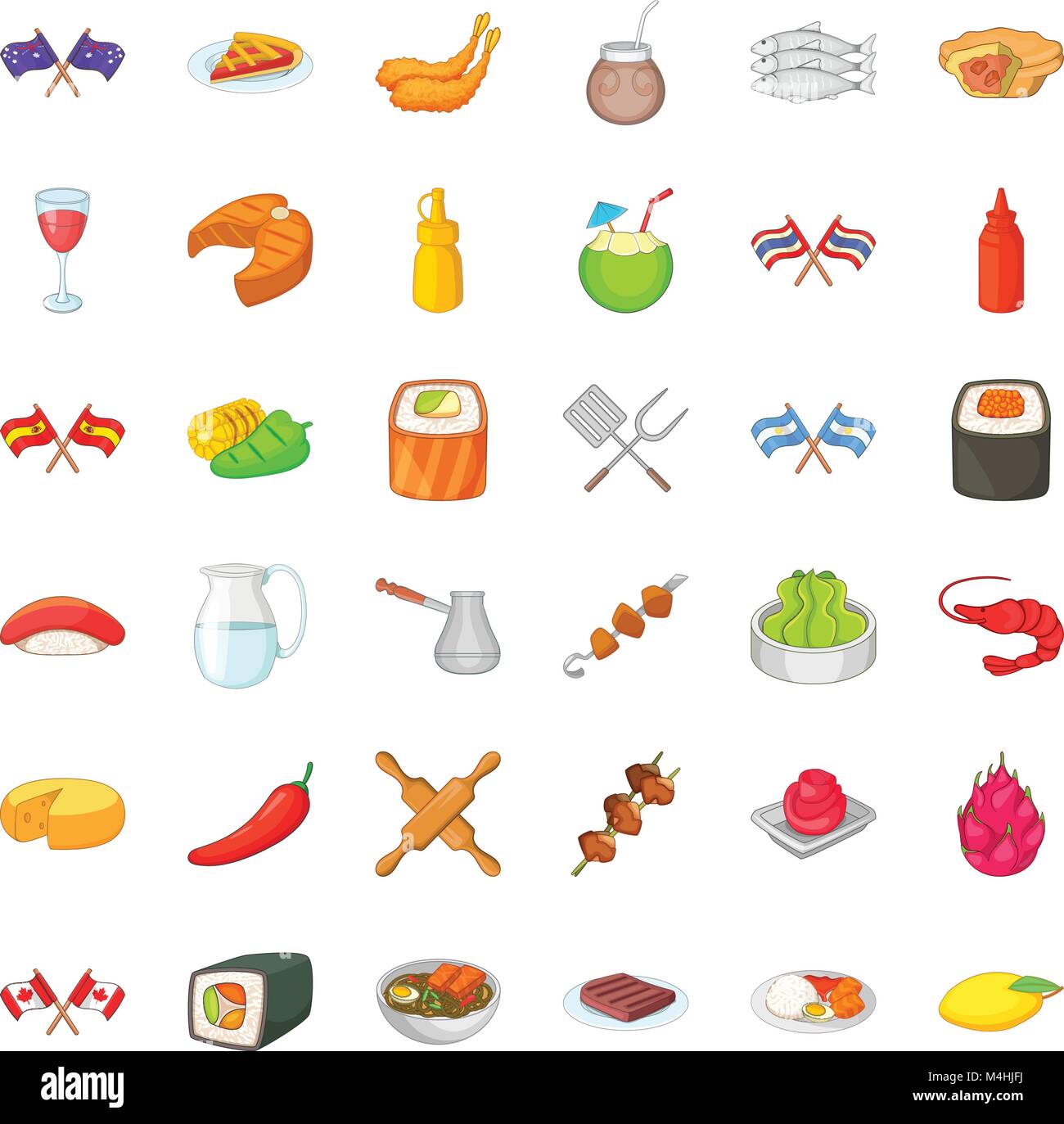 National dishes icons set, cartoon style Stock Vector Image & Art - Alamy
