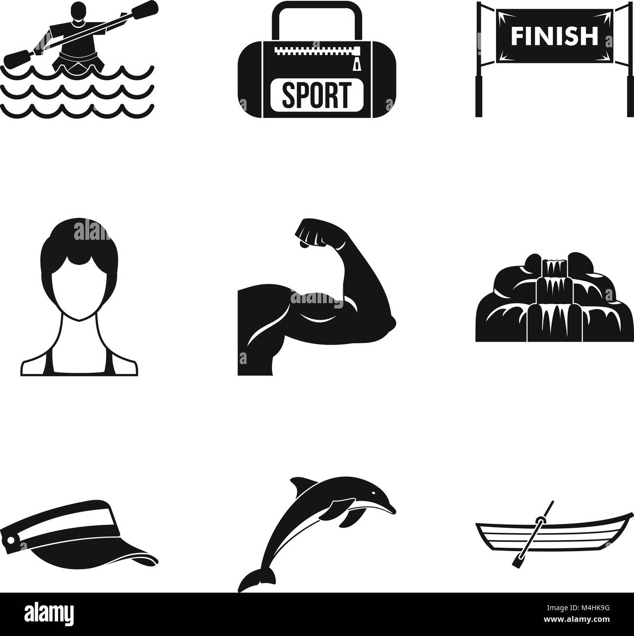 Rafting icons set, simple style Stock Vector