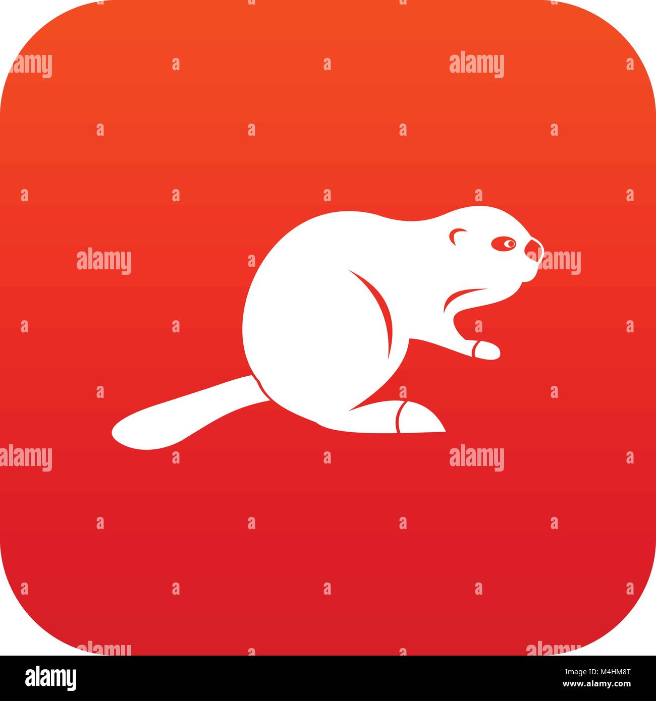Canadian beaver icon digital red Stock Vector