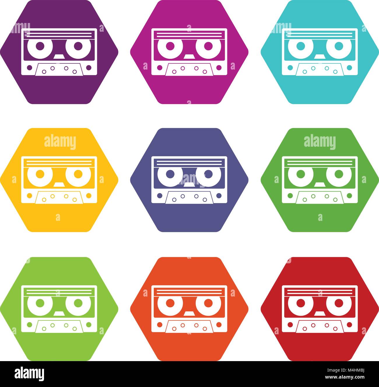 Audio cassette tape icon set color hexahedron Stock Vector Image & Art ...