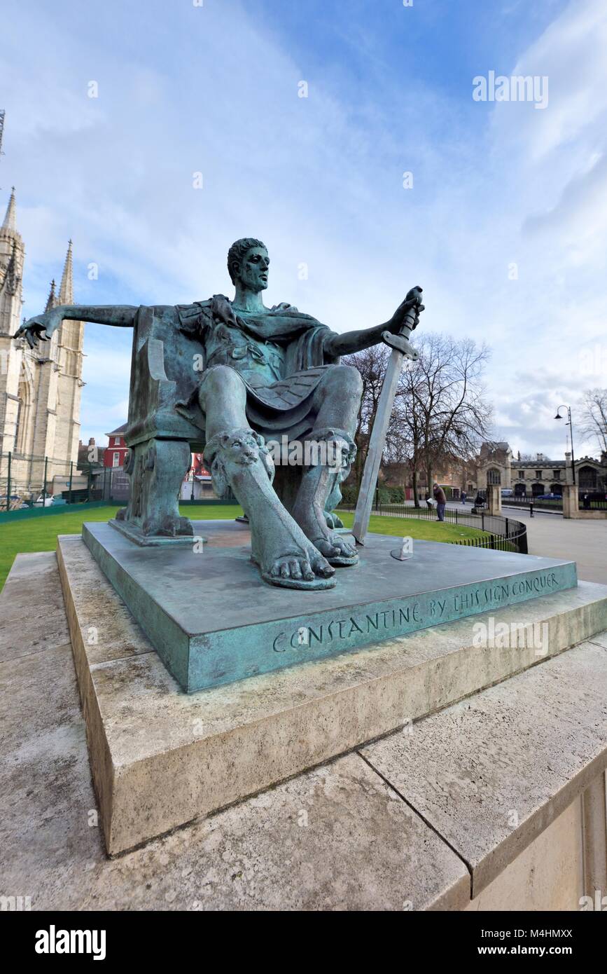 Statue of Emperor Constantine York Minster Yorkshire England UK Stock