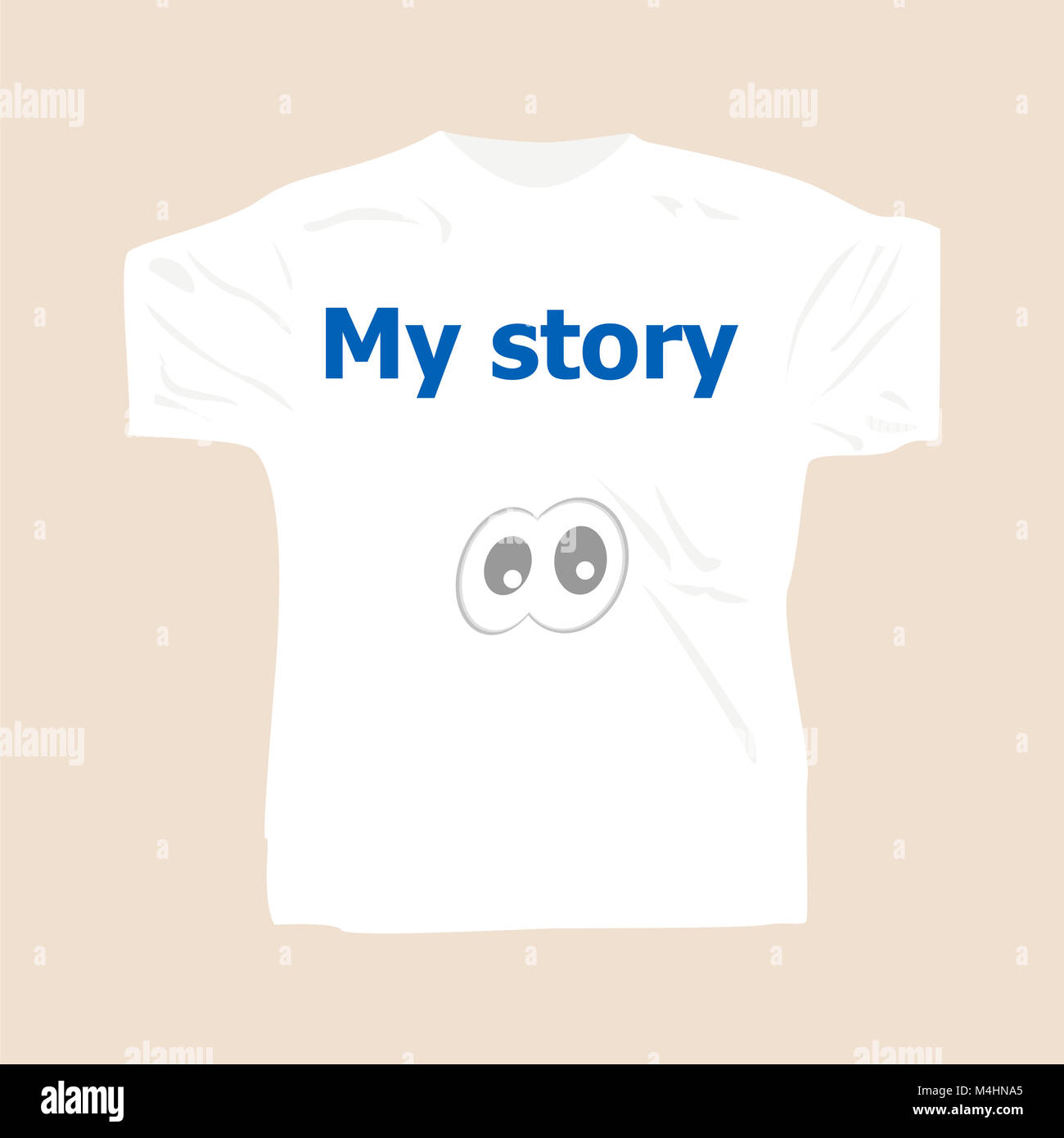 My Story . Man wearing white blank t-shirt Stock Photo