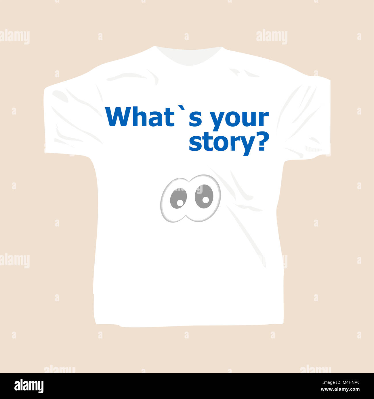 What is your story . Man wearing white blank t-shirt Stock Photo