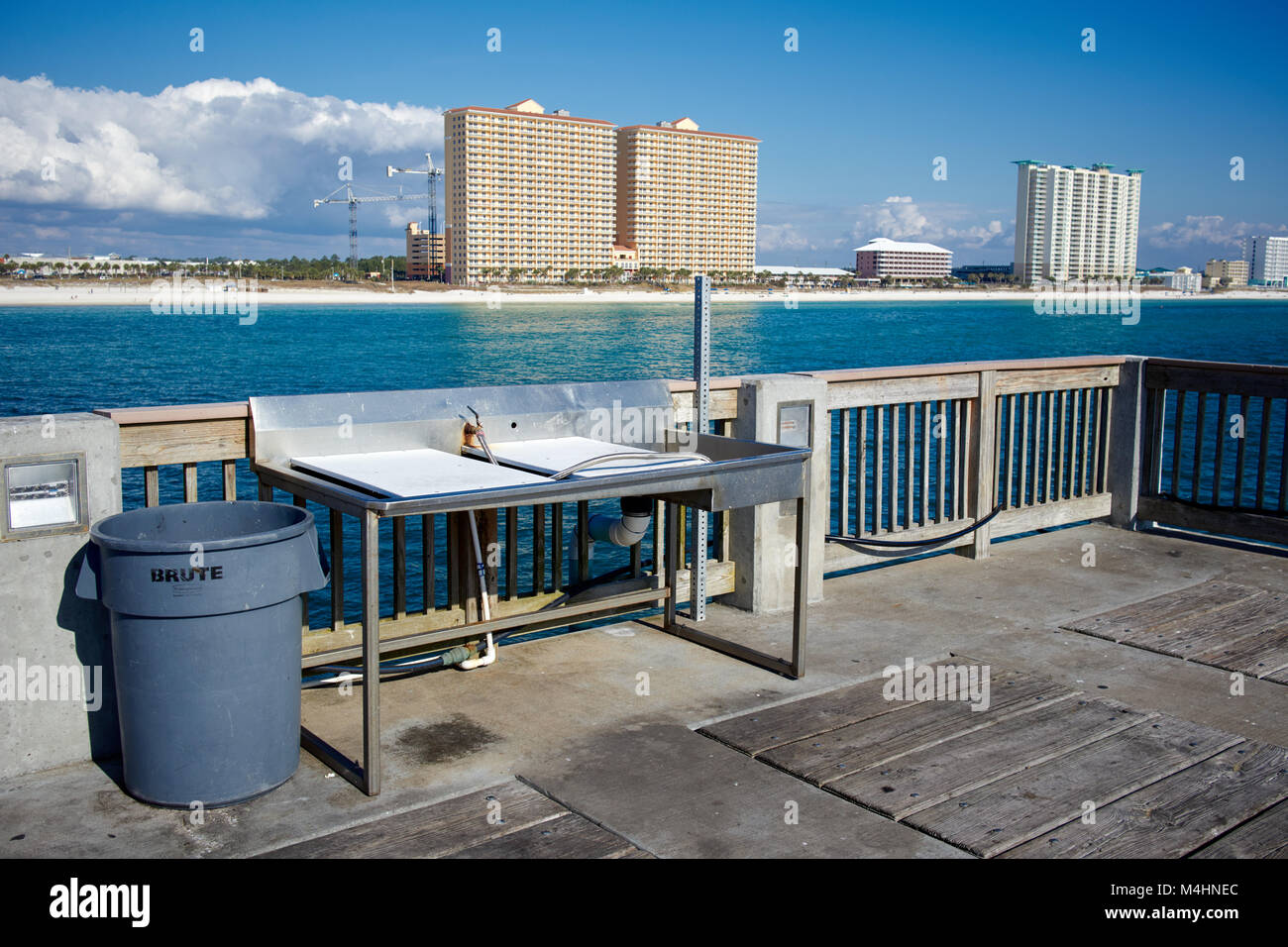 Fish cleaning station on the pier, Panama City Beach, Florida Stock