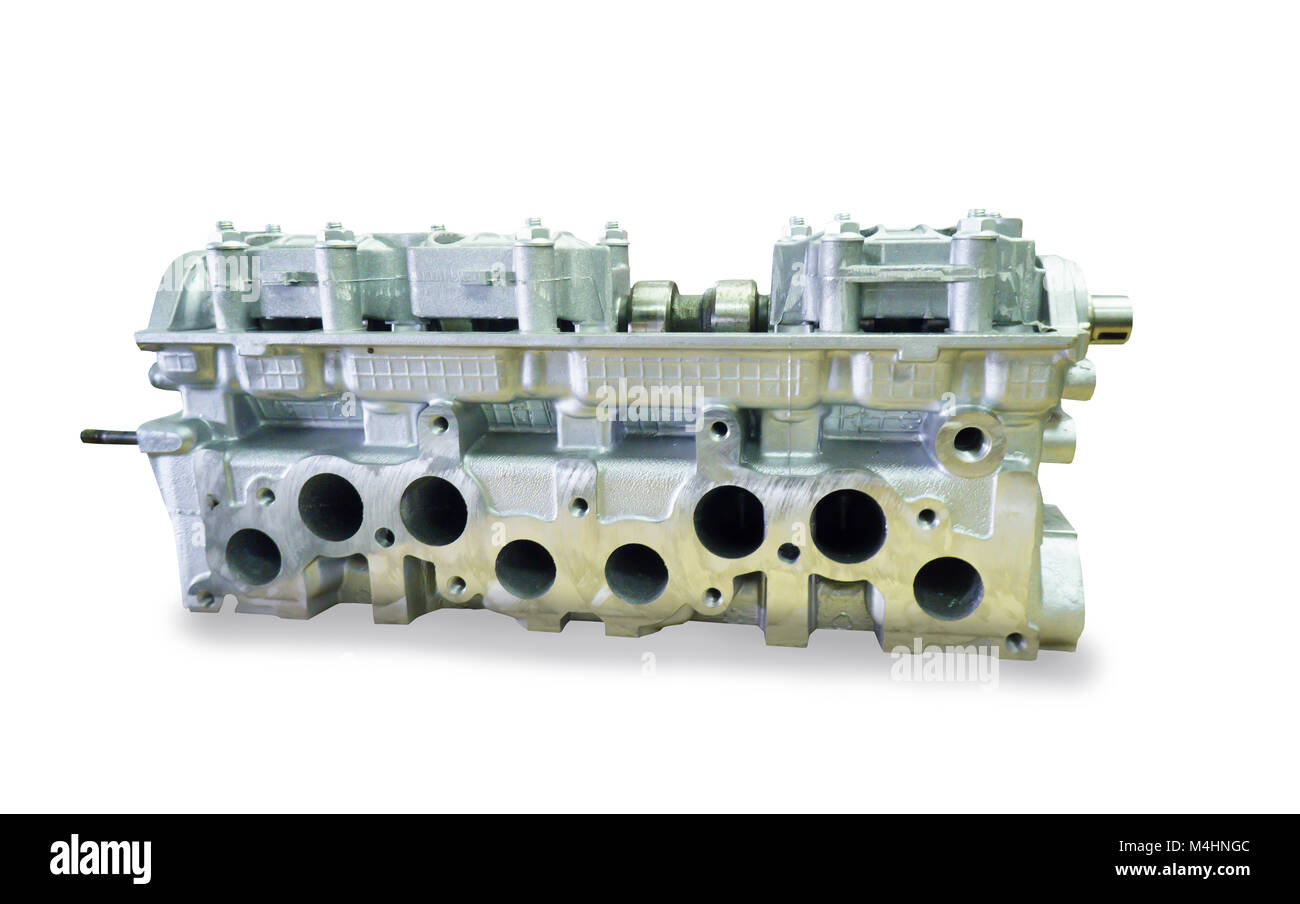 engine block with four cylinders and four valves per cylinder Stock Photo