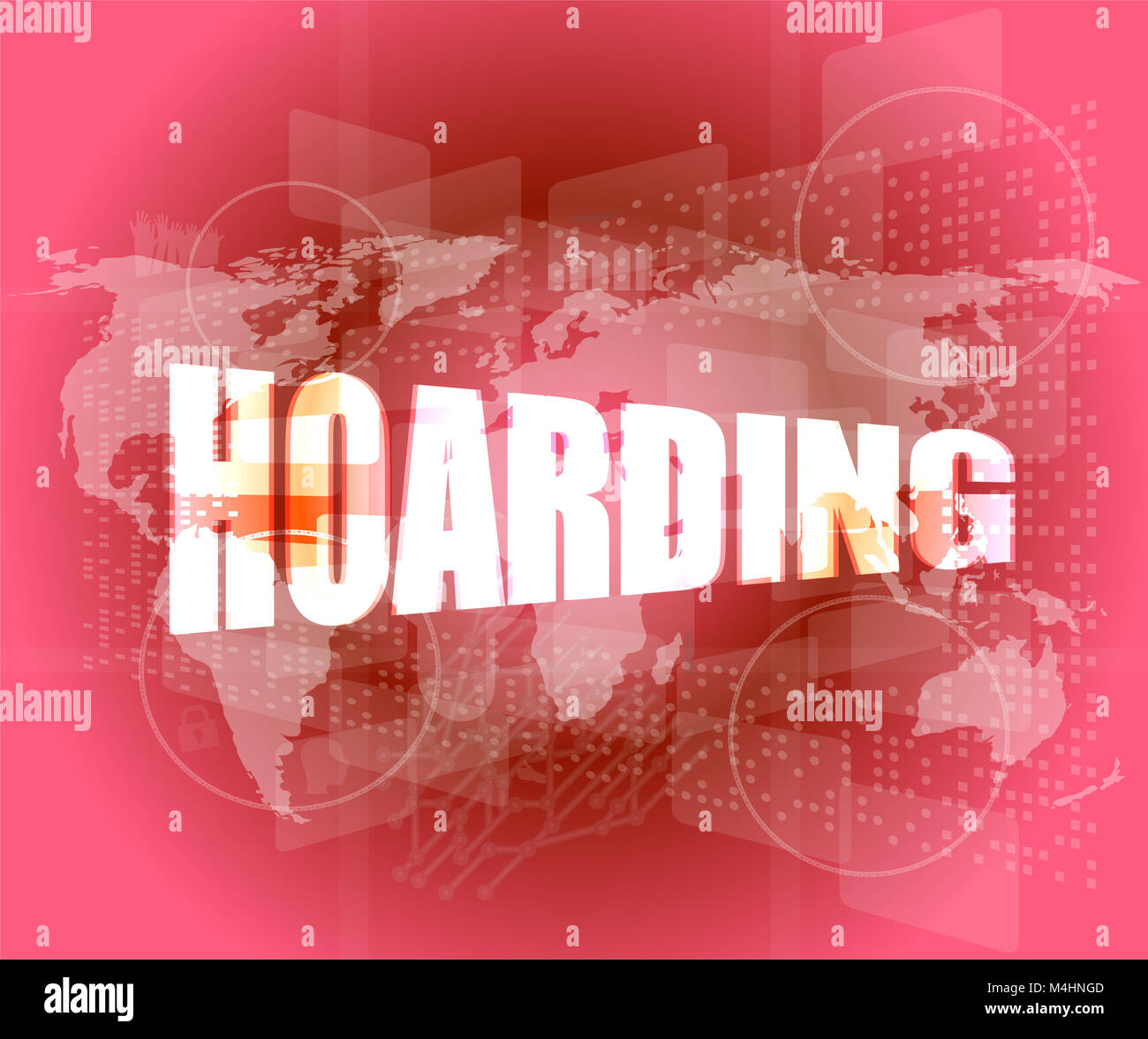 hoarding word on business digital touch screen Stock Photo Alamy