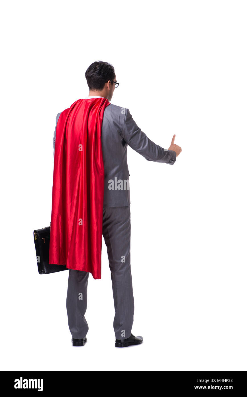 Superhero businessman isolated on white background Stock Photo - Alamy
