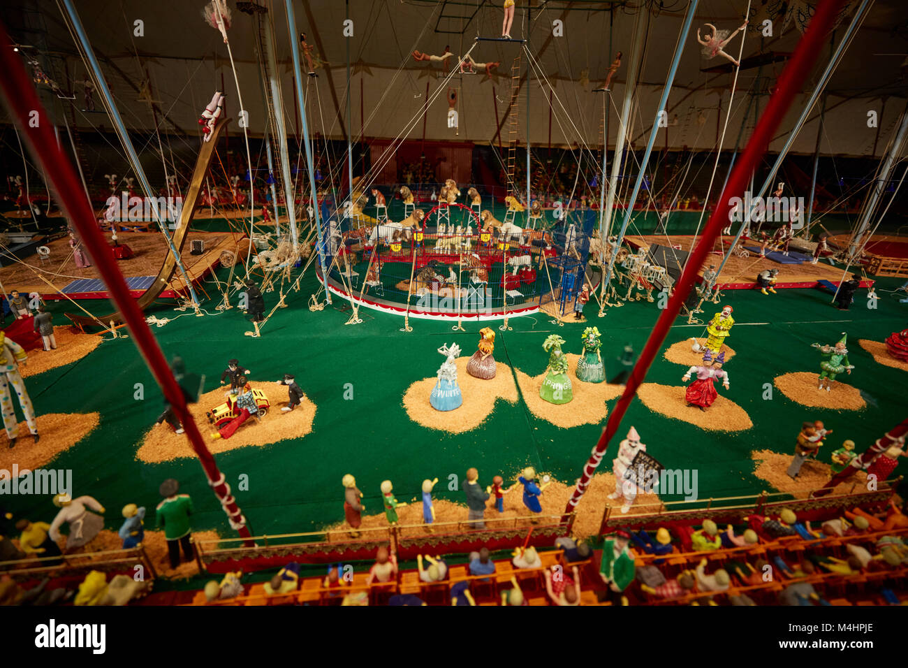 Inside the tents of Howard Tibbal's miniature circus display Stock Photo