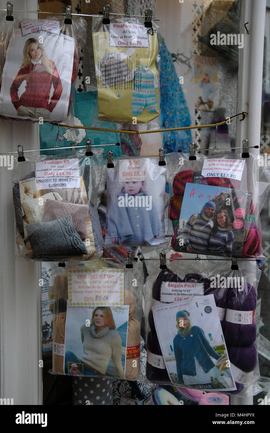 Knitting patterns outside a shop Stock Photo - Alamy