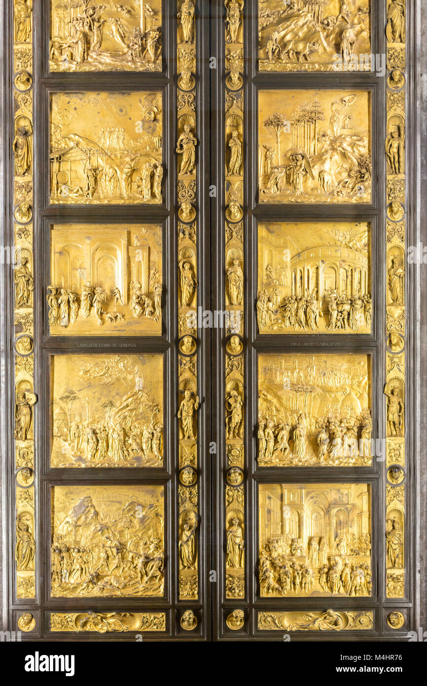 Porta del Paradiso by Lorenzo Ghiberti, Baptistery San Giovanni, Florence,  Italy Stock Photo - Alamy