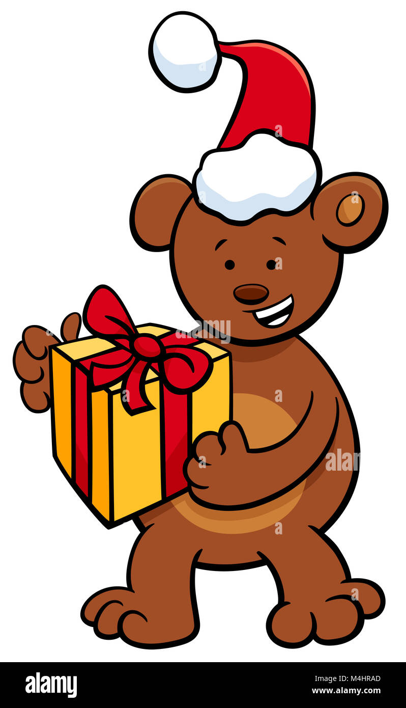 Bear With Gift On Christmas Time Bear With Gift On Christmas Time