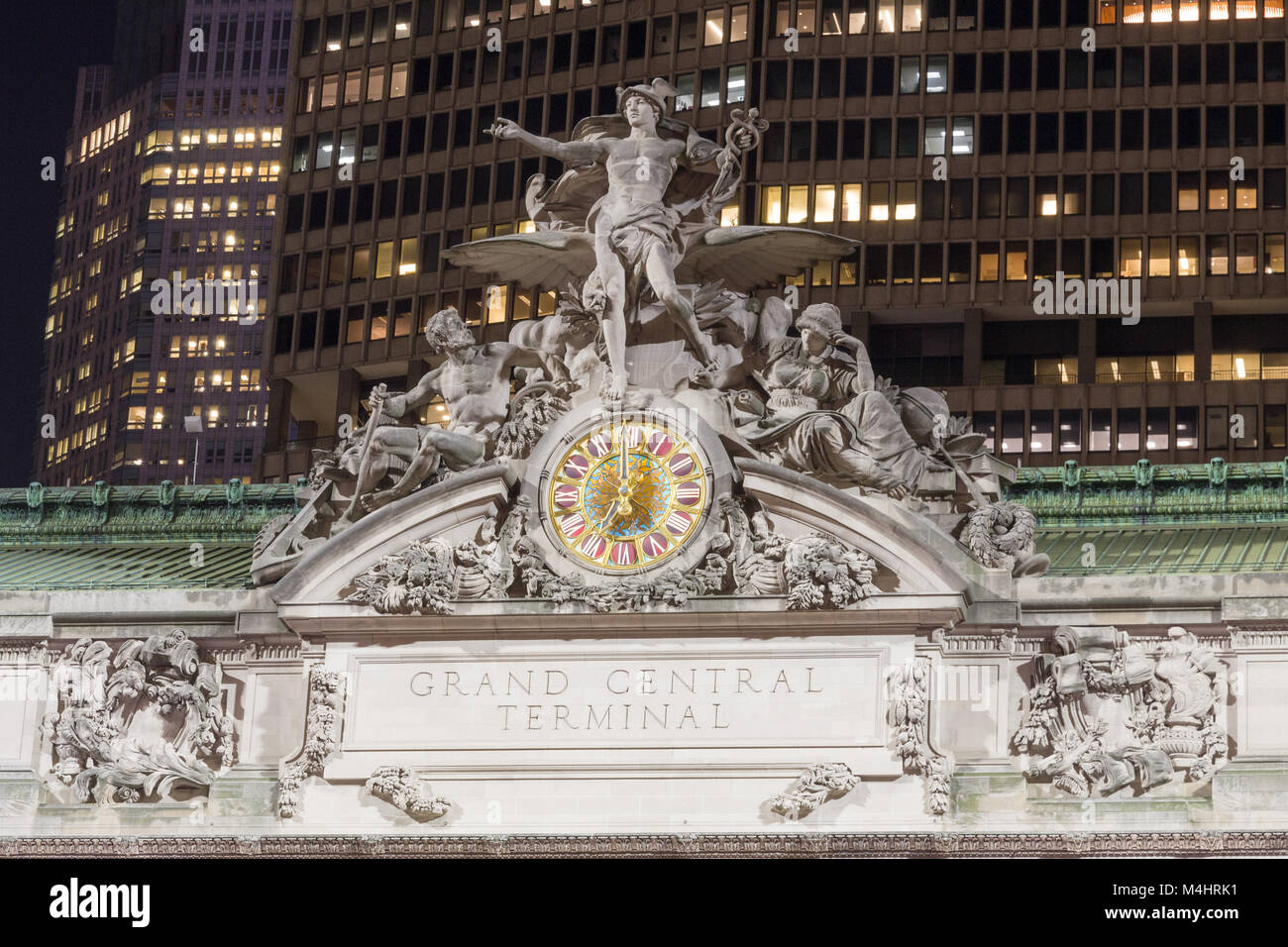 Grand Central Terminal facade from Park Avenue Stock Photo