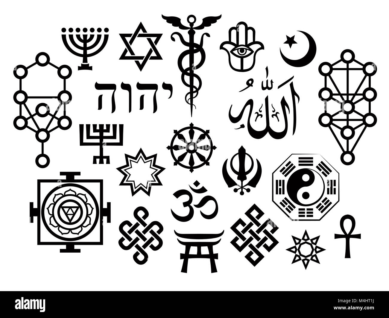 Oriental Sacral Religious Symbols Stock Photo