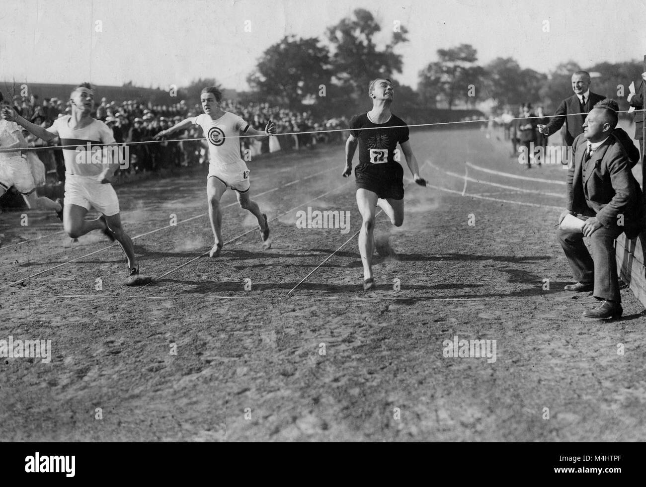 Track and field athletics, finish of the sprinters, ca. 1929, 1920s